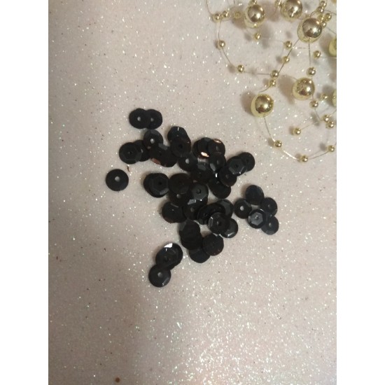 Пайетки пришивные круглые d=7 мм черные, цена за 10 гр